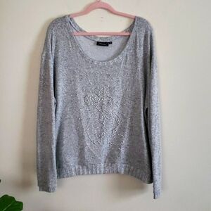Disney Paris pearl mickey design cozy neutral scoop neck pullover sweatshirt XL
